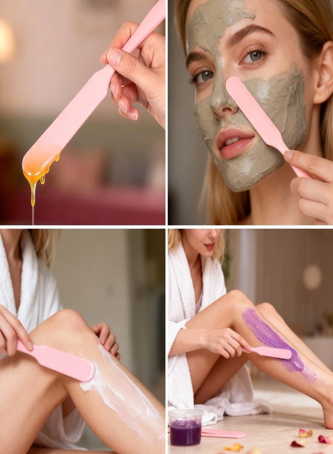 Alrhso 6 Pcs Silicone Stir Sticks and Silicone Wax Spatula Set Reusable Hard Wax Stick for Home Hair Removal Body Care (Pink) - Image 4